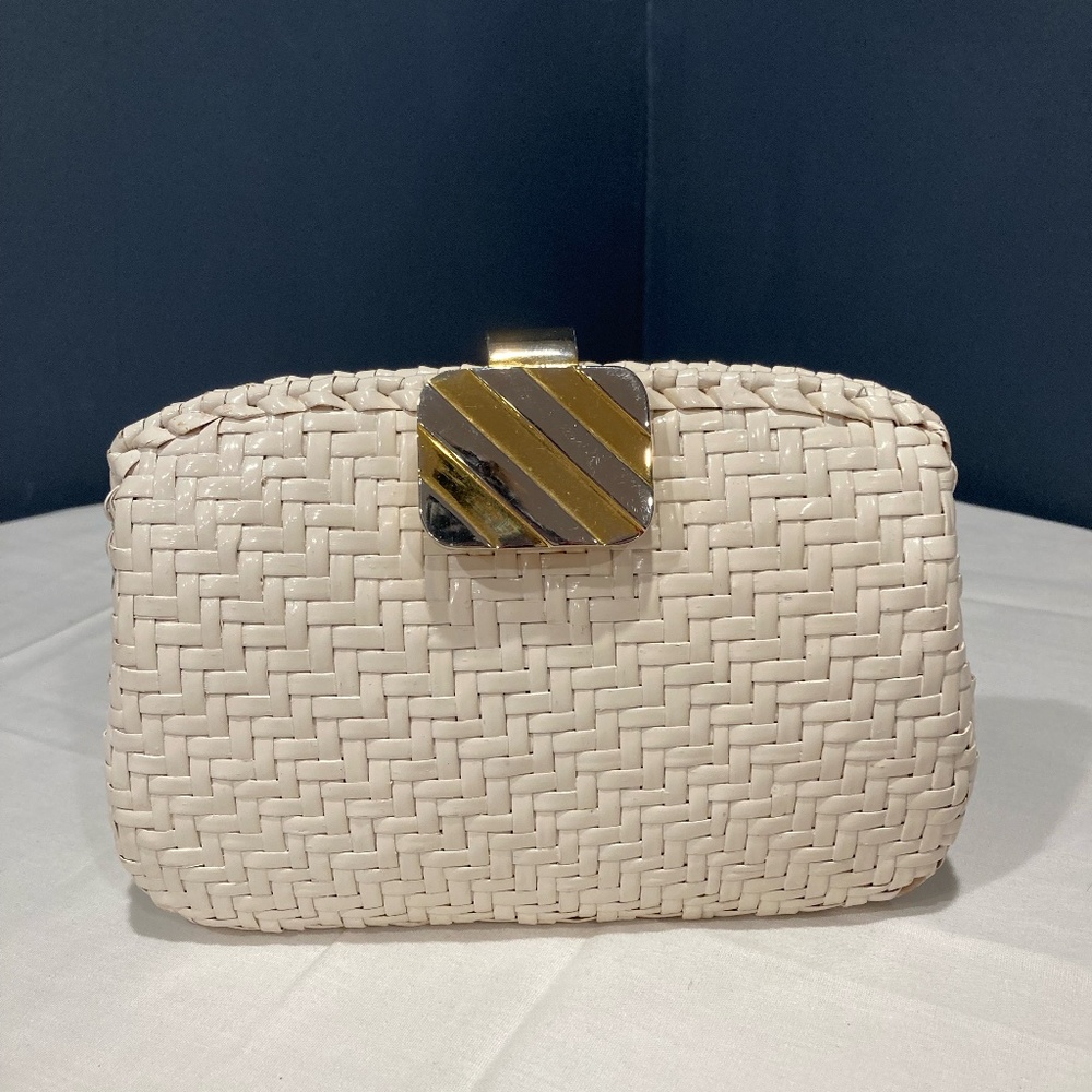 Rodo White Wicker Clutch Bag